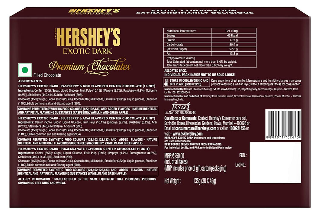 HESRSHEYS EXOTIC DARK PREMIUM CHOCOLATE GIFT BOX 135G