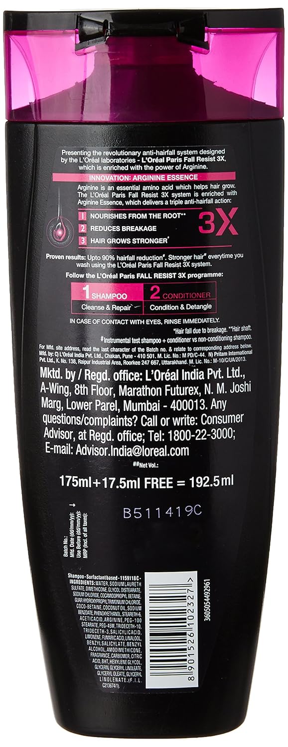 LOREAL PARIS FR3X ARGININE ESSENCE SHAMPOO 192.5ML