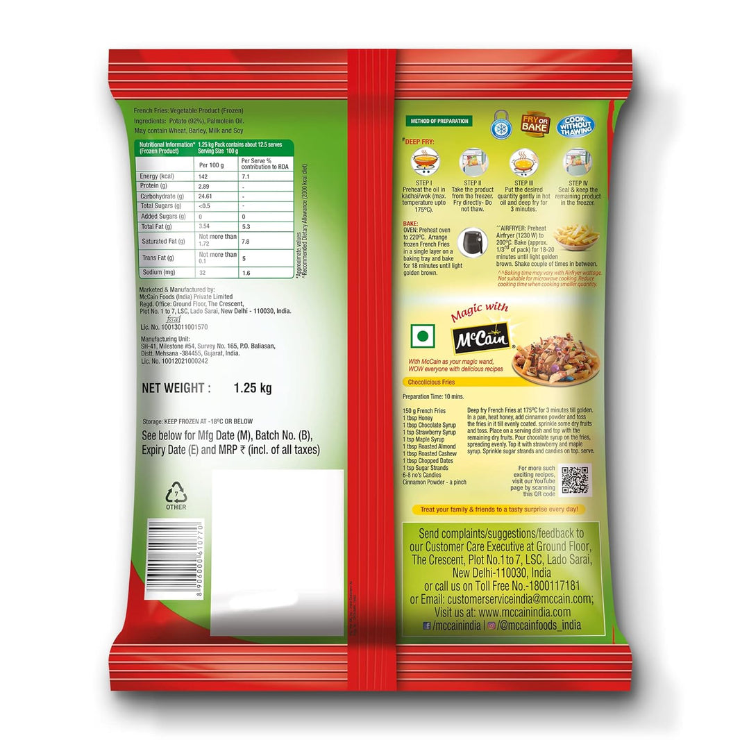 MCCAINS FRENCH FRIES 1.25 KGS