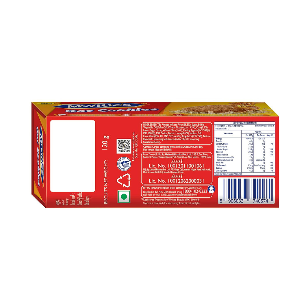 MCVITIES OAT COOKIES 120 GM