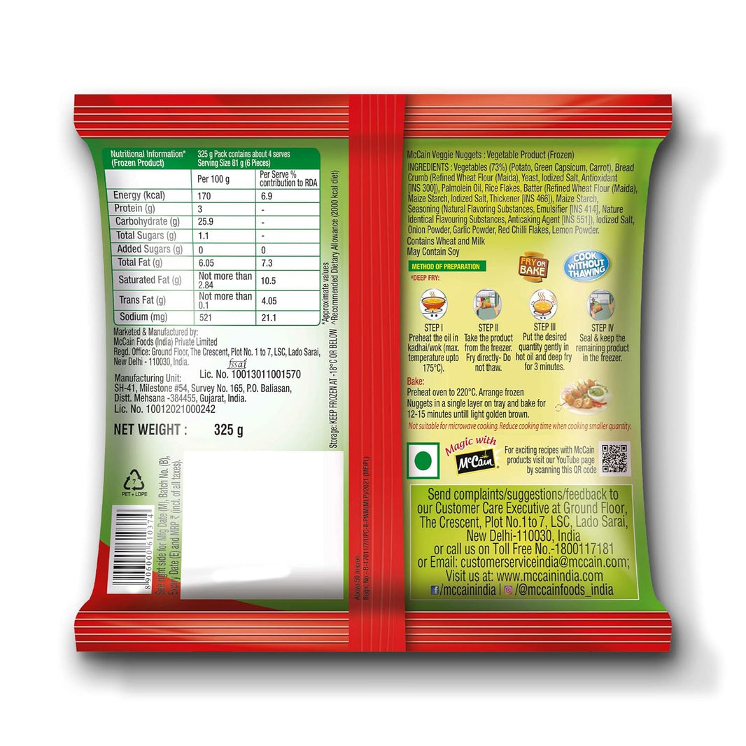 MCCAINS VEG NUGGETS 325GM