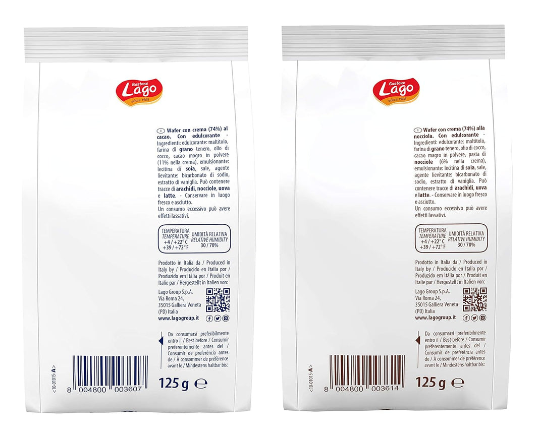 LAGO MINI PARTY WAFFERS HAZELNUT SUGAR FREE 125G