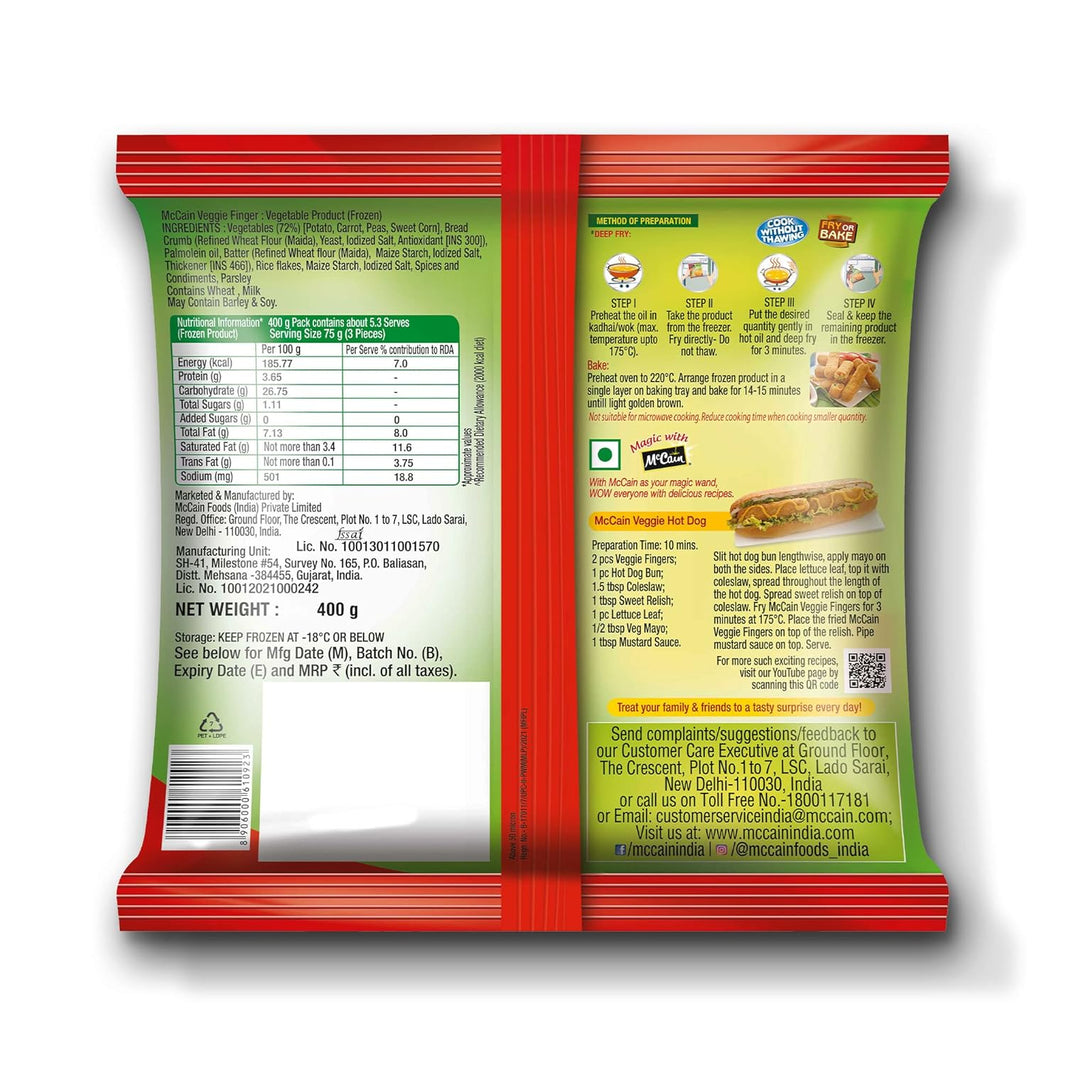MCCAINS VEG FINGER 400GM