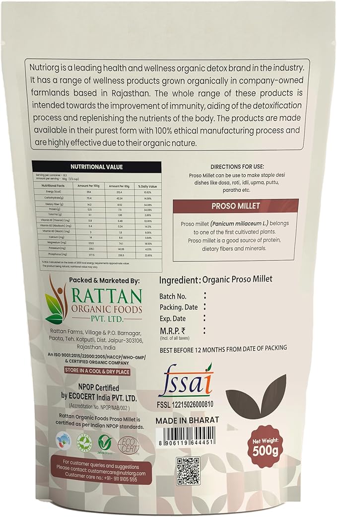 NUTRIORG PROSO MILLET 500GM