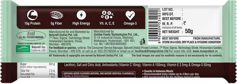 RITE BITE WORKOUT BAR ALMOND APRICOT 50 GM