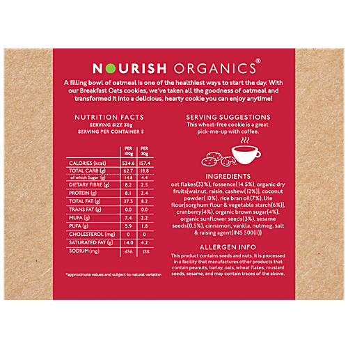 NOURISH ORG OATS CRANBERRY COOKIES 150g