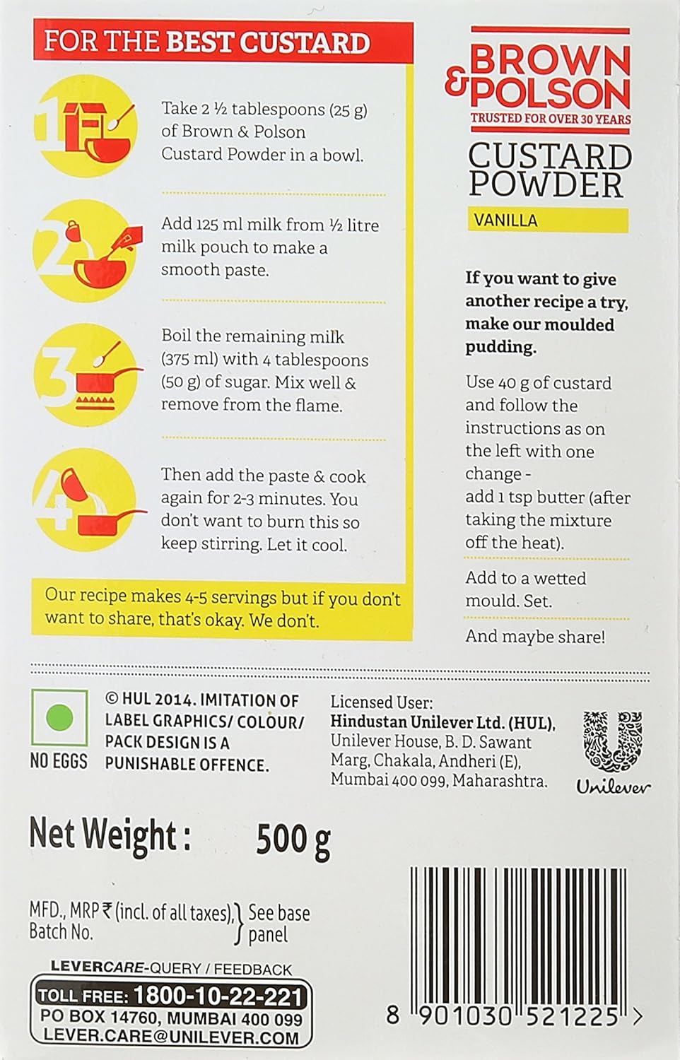 BROWN & POLSON CUSTARD POWDER 500 GM