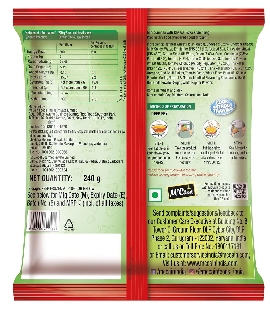 MCCAINS PIZZA SAMOSA 240GM