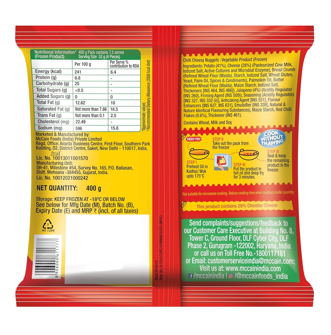 MCCAINS CHILLY CHEESE NUGGETS 400GM