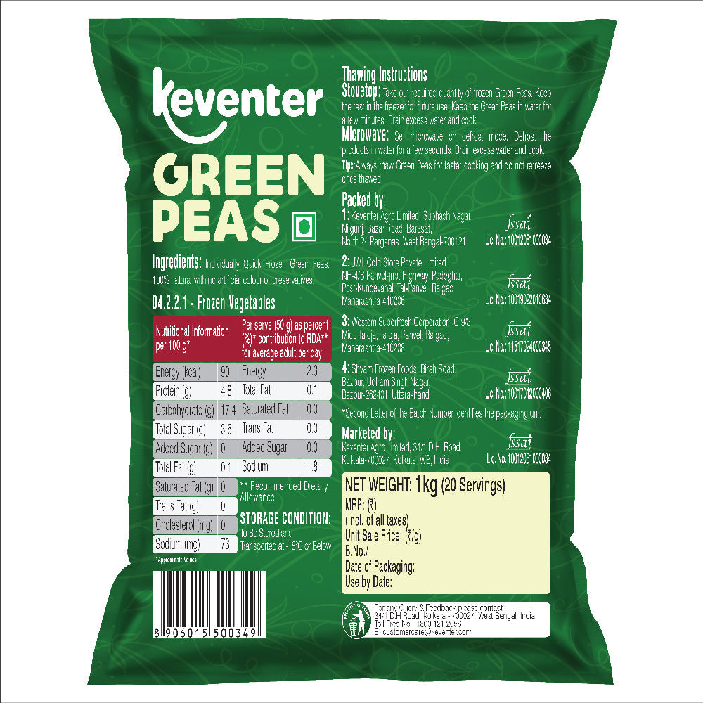 KEVENTER GREEN PEAS 1KG
