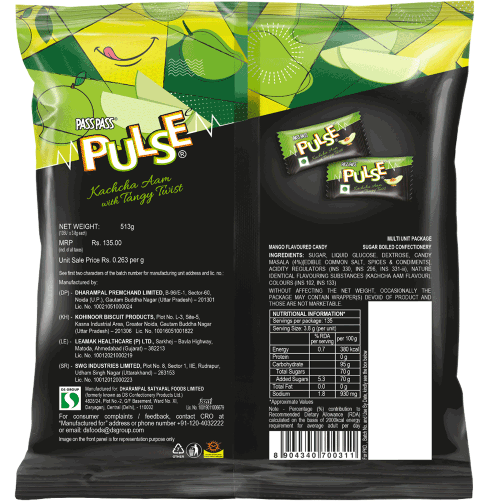 PASS PASS PULSE KACHA AAM WITH TANGY TWIST 513 GM