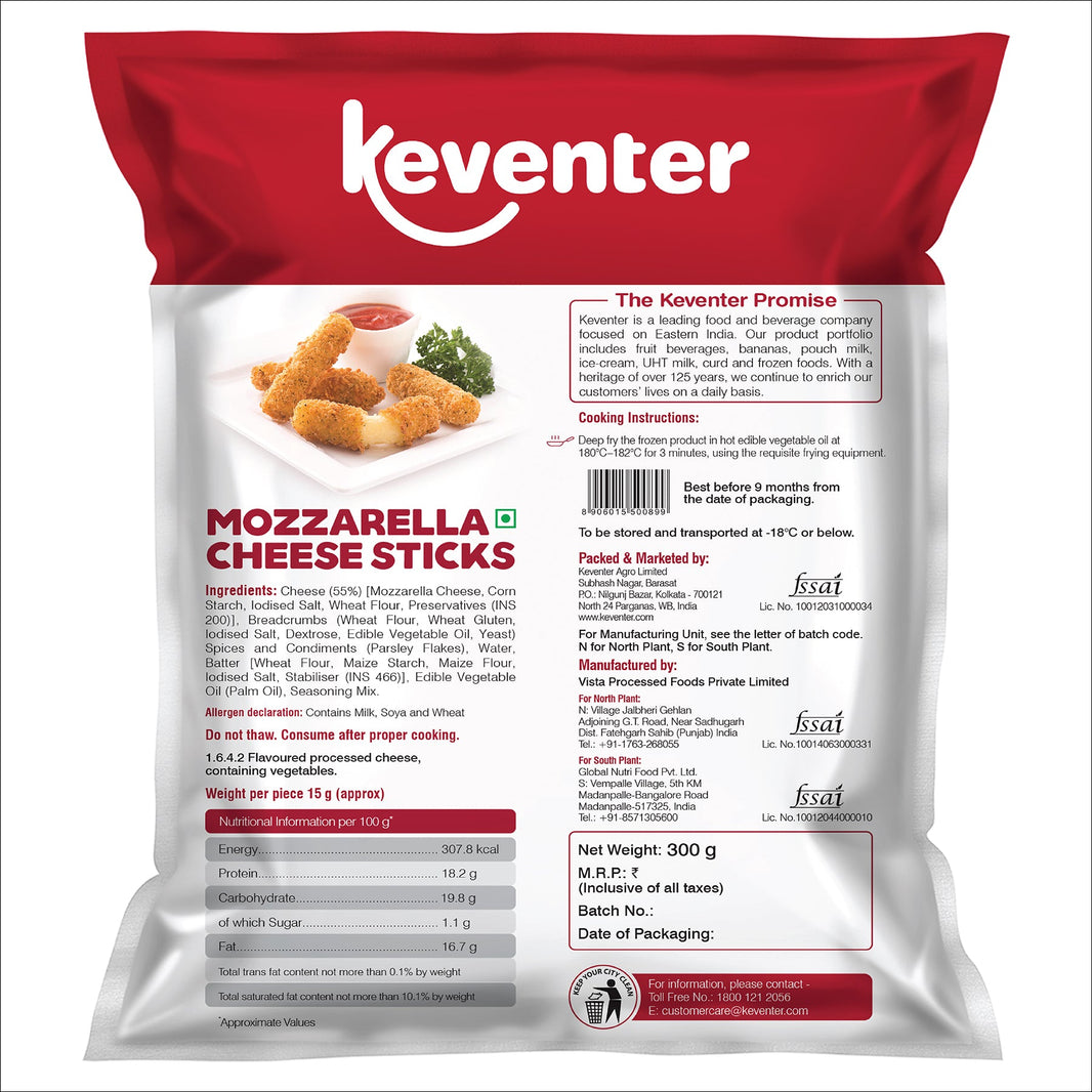 KEVENTER MOZZARELLA CHEESE STICKS 300G