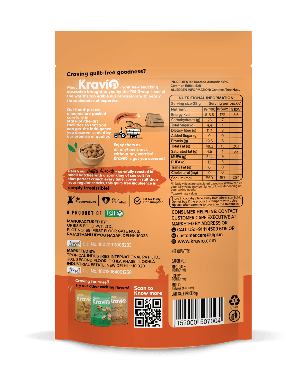 KRAVIN SALTED ALMONDS
