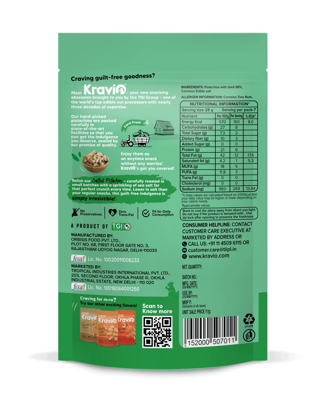 KRAVIN ROASTED SALTED PISTACHIO