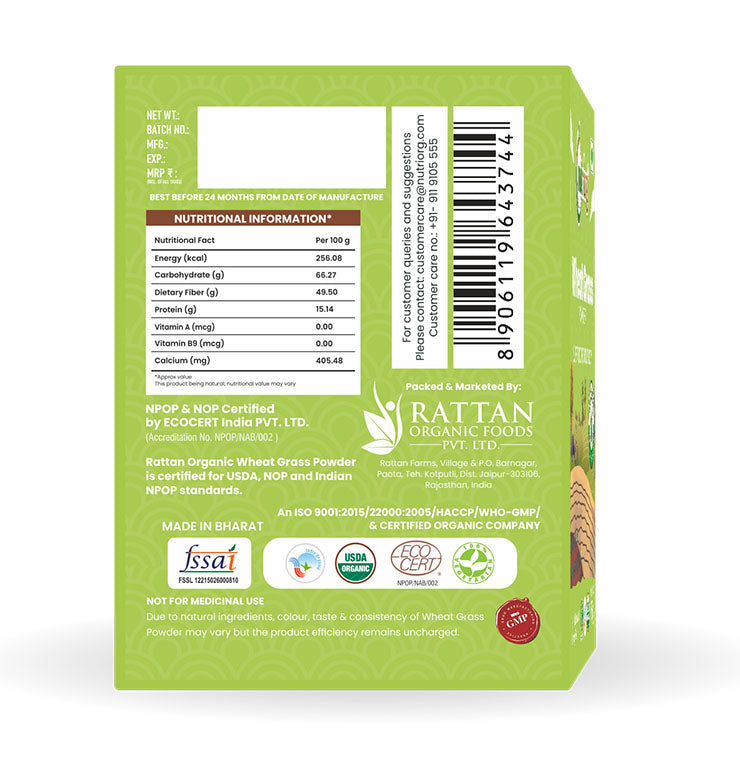 NUTRIORG WHEAT GRASS POWDER 75G