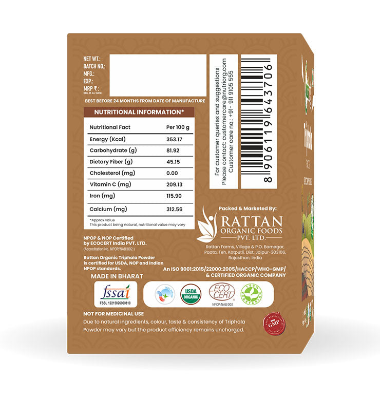 NUTRIORG TRIPHALA POWDER 150G