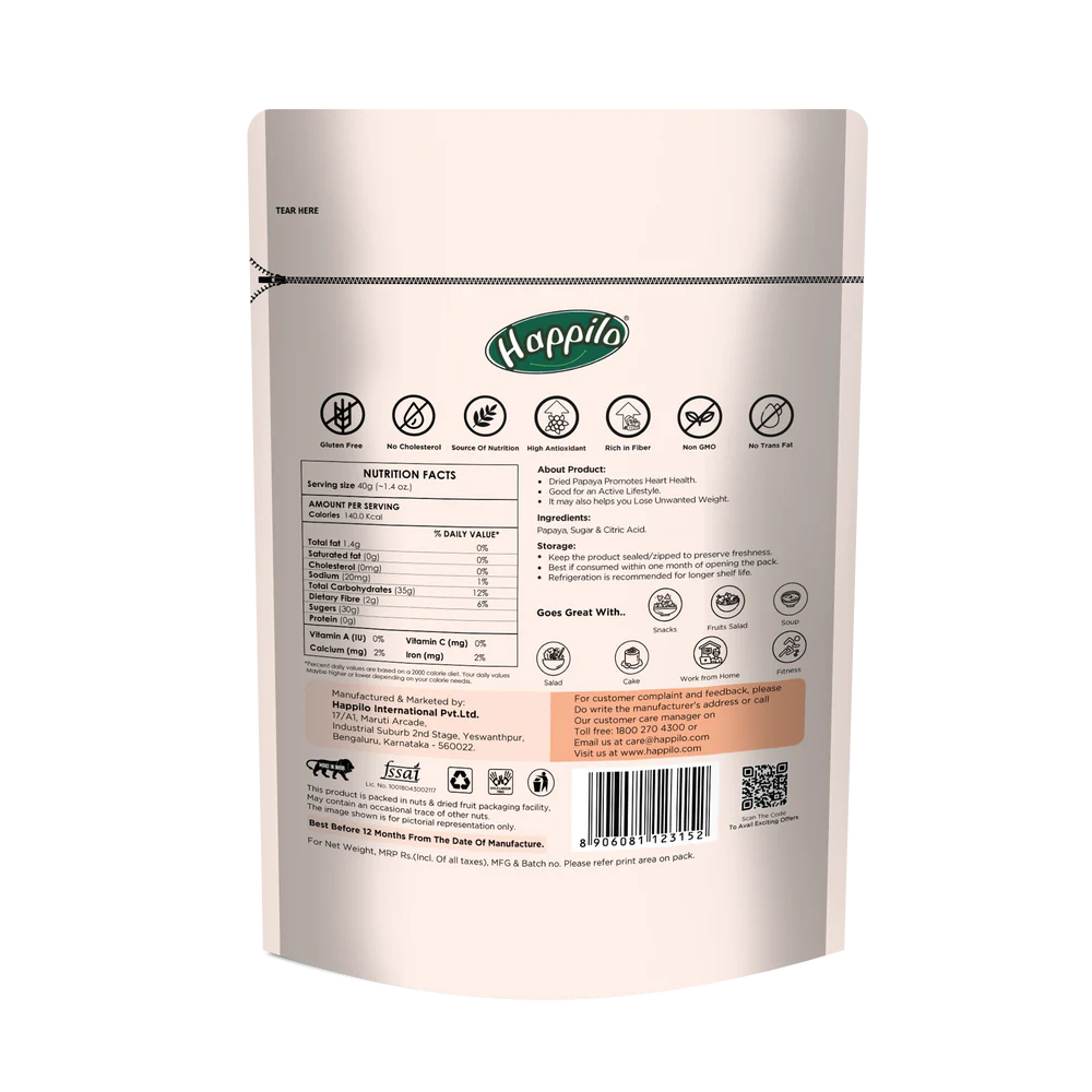 HAPPILO PREMIUM DRIED PAPAYA 200 GM