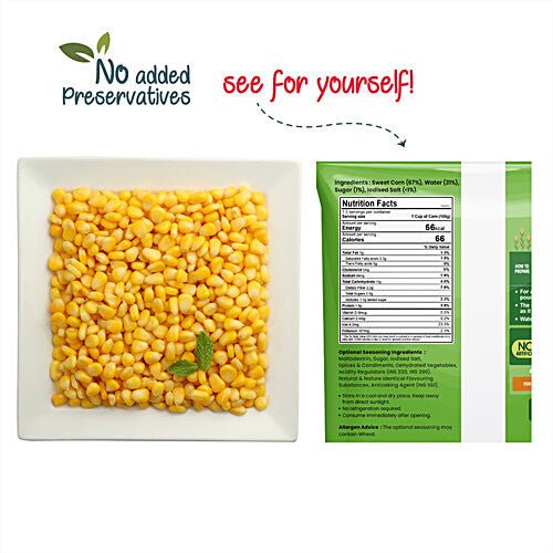 BOILED SWEET CORN KERNEL - SPICE UP WITH CHAT MASALA SEASONING, 225 G - SuperMarcheStore