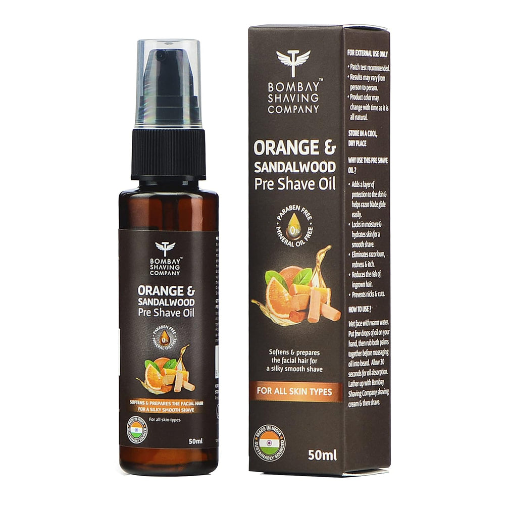 BOMBAY SHAVING COMPANY ORANGE & SANDALWOOD PRE SHAVE OIL 50ML - SuperMarcheStore