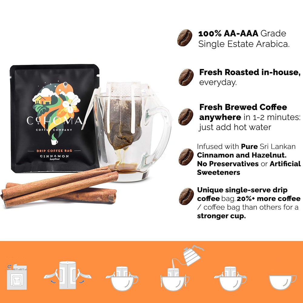 COHOMA DRIP COFFEE BAGS CINNAMON HAZELNUT 10N - SuperMarcheStore
