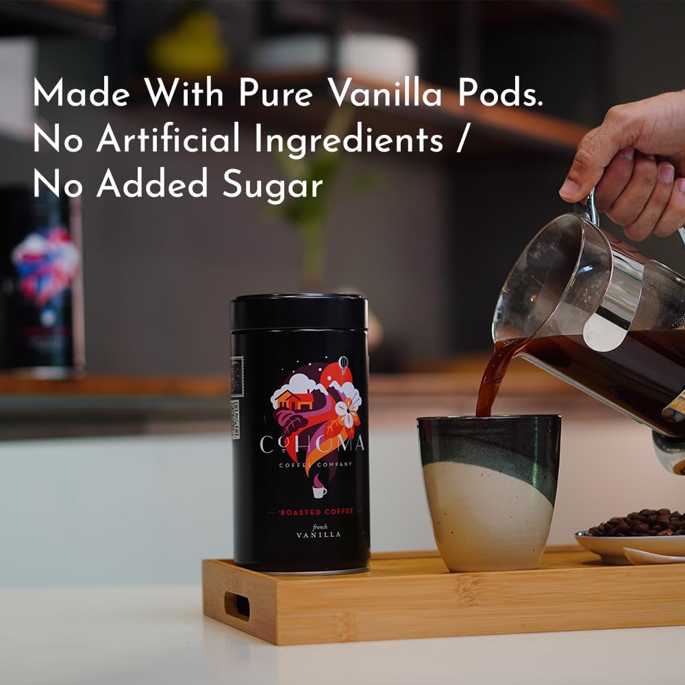 COHOMA ROASTED COFFEE FRENCH VANILA CAN 250G - SuperMarcheStore