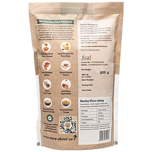 CONSCIOUS FOOD BARLEY FLOUR 500G - SuperMarcheStore