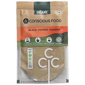 CONSCIOUS FOOD BLACK PEPPER WITH GRINDER 50 GM - SuperMarcheStore