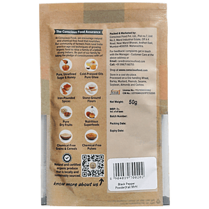 CONSCIOUS FOOD BLACK PEPPER WITH GRINDER 50 GM - SuperMarcheStore