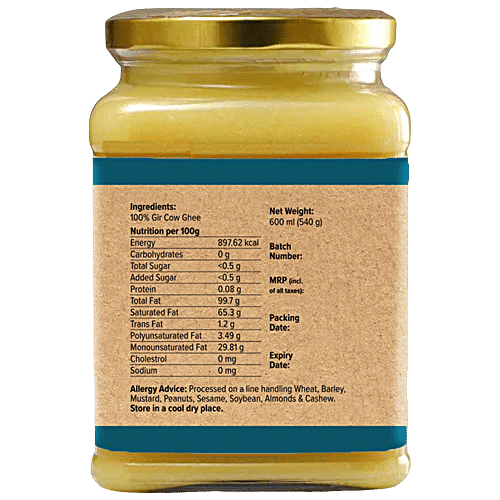 CONSCIOUS FOOD COW GHEE GIR NTRL JR 500M - SuperMarcheStore