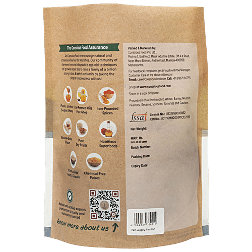 CONSCIOUS FOOD PALM JAGGERY, 500G - SuperMarcheStore