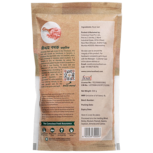 CONSCIOUS FOOD ROCK SALT, 500G - SuperMarcheStore