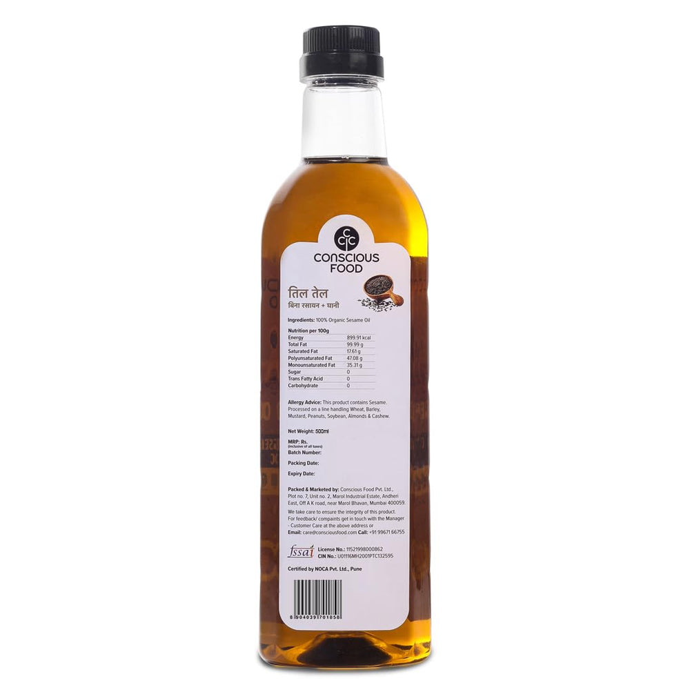 CONSCIOUS FOOD SEASAME OIL ORGN BT 500ml - SuperMarcheStore