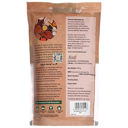 CONSCIOUS FOOD URAD DAL 500G - SuperMarcheStore