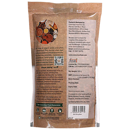 CONSCIOUS SPLIT MOONG DAL, 500G - SuperMarcheStore
