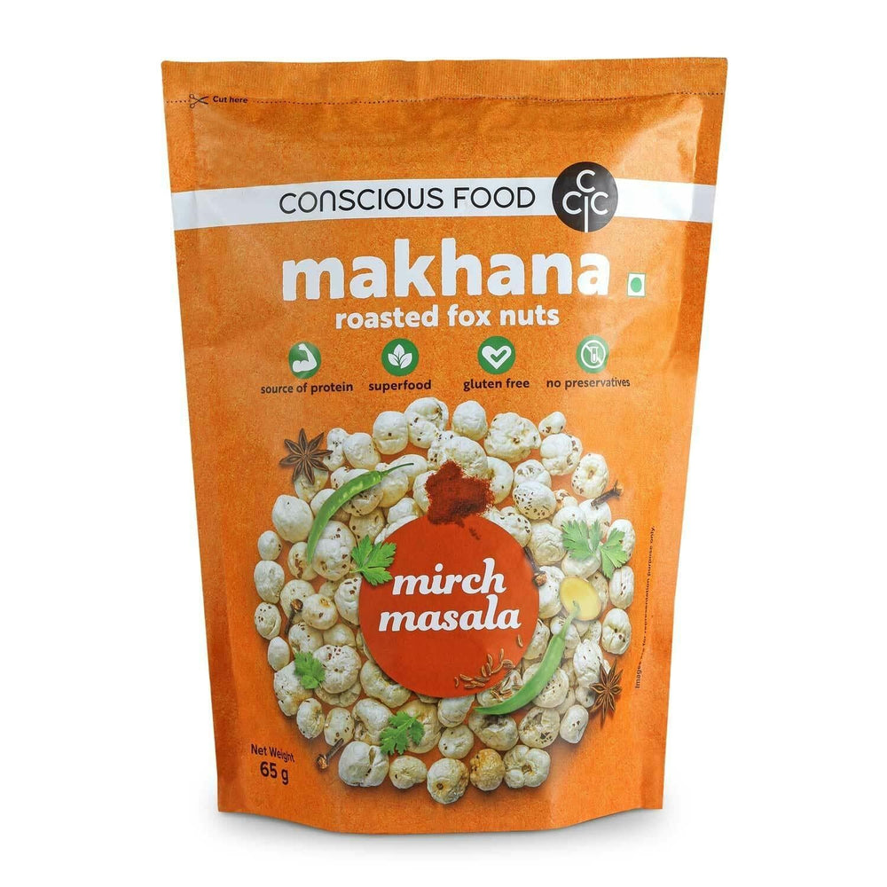 CONSIUOS FOOD MAKHANA ROASTED MIRCH MASALA 65 GM - SuperMarcheStore