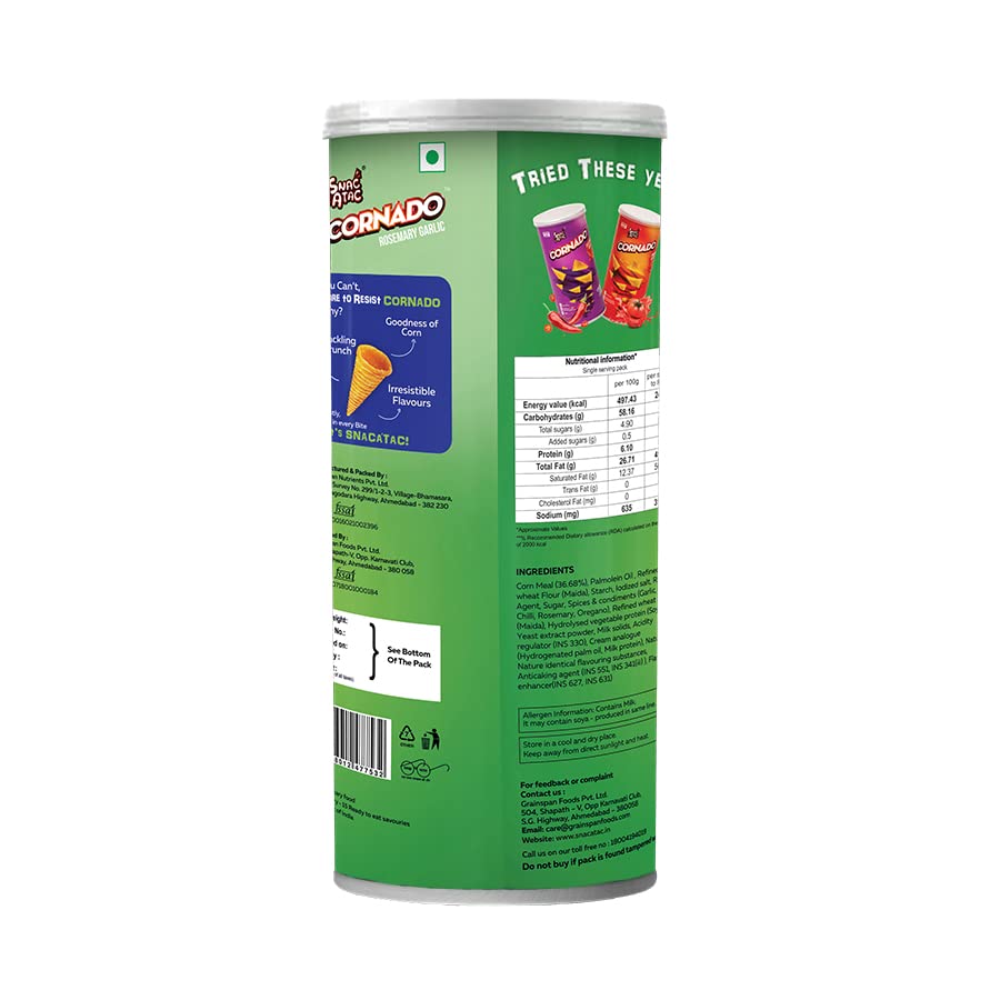 CORNADO CORN CONES ROSEMARY GARLIC 60 GM - SuperMarcheStore