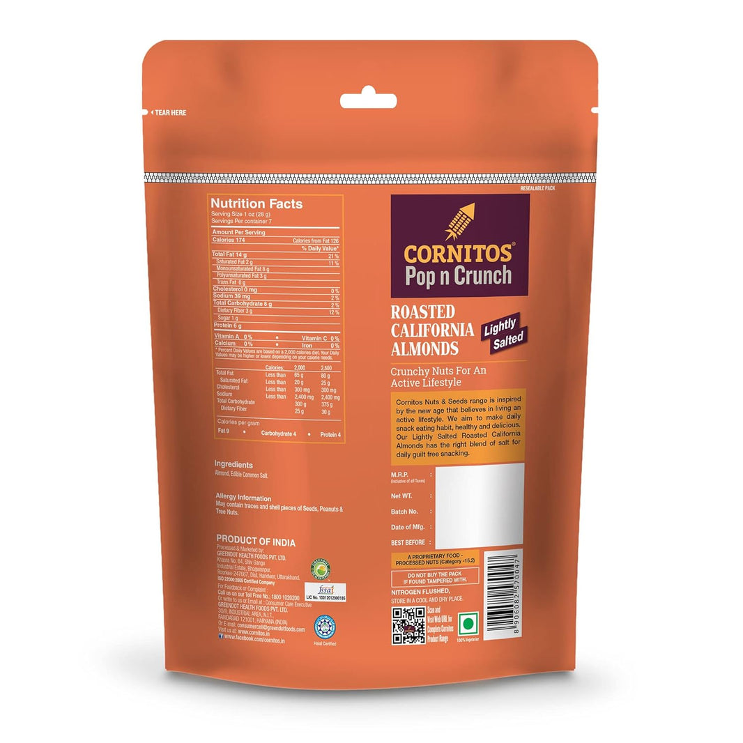 CORNITOS POP & CRUNCH ROASTED ALMOND LIGHTLY SALTED 200GM - SuperMarcheStore