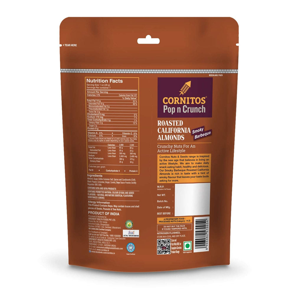 CORNITOS POP & CRUNCH ROASTED ALMOND SMOKY BBQ 200GM - SuperMarcheStore