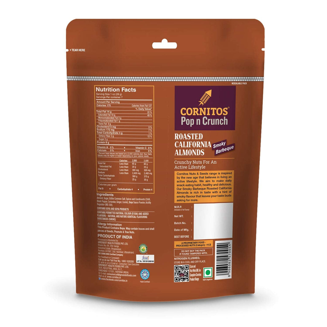 CORNITOS POP & CRUNCH ROASTED ALMOND SMOKY BBQ 200GM - SuperMarcheStore