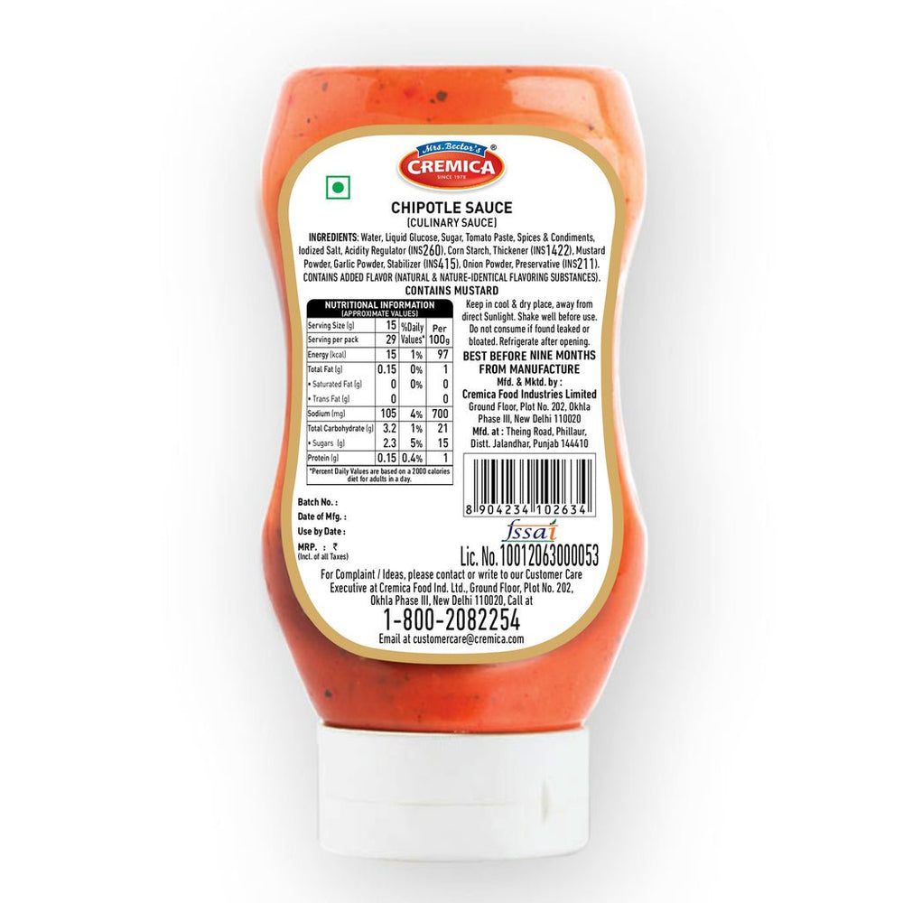 CREMICA CHIPOTLE SAUCE, 435G - SuperMarcheStore