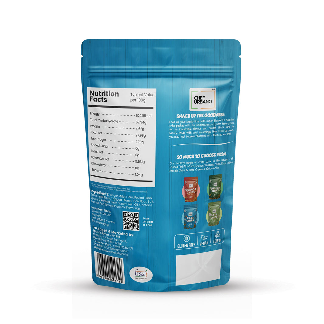 CHEF URBANO  CHIPS RAGI INDIAN MASALA 75 GMS