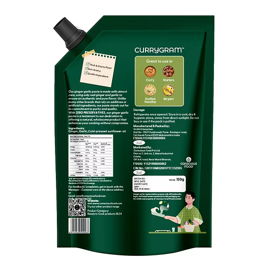 CURRY GRAM GINGER GARLIC PASTE 150 GM
