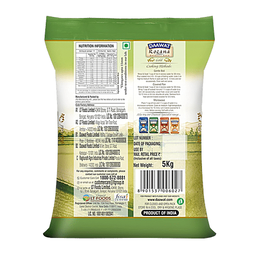 DAAWAT BASMATI RICE ROZANA GOLD 5KG - SuperMarcheStore