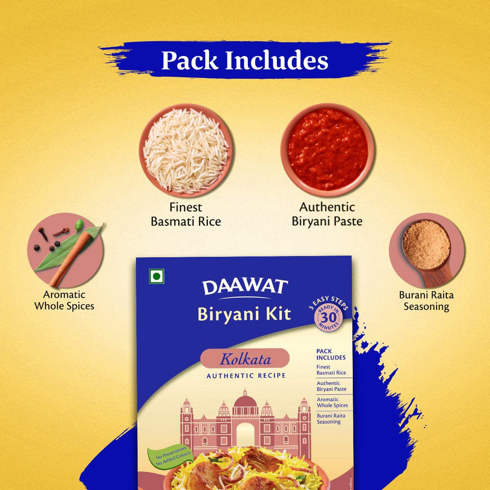 DAAWAT BIRYANI KIT KOLKATA AUTHENTIC RECIPE 334 GM - SuperMarcheStore
