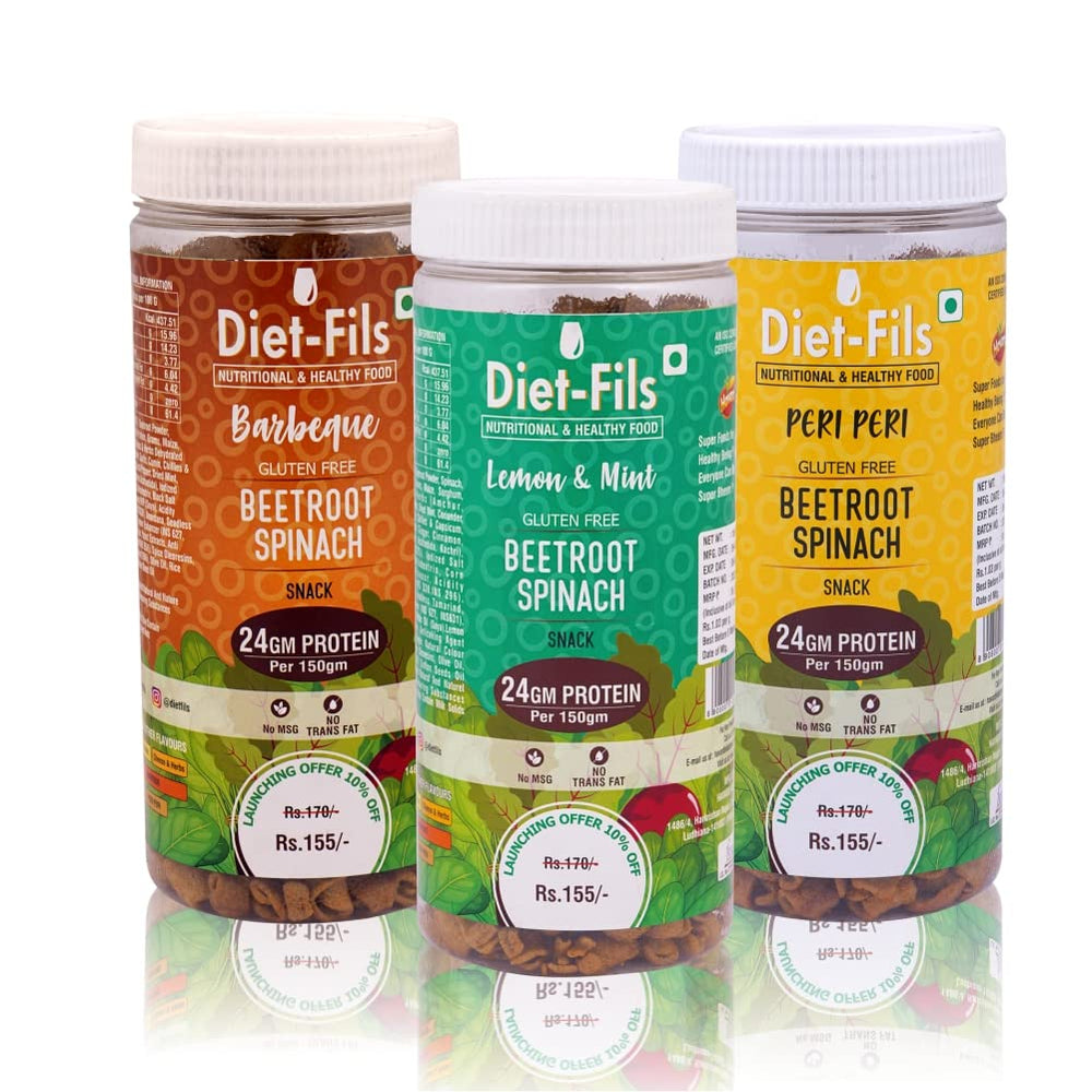 DIET FILS BARBEQUE BEETROOT SPINACH SNACK GLUTEN FREE 150 GM - SuperMarcheStore