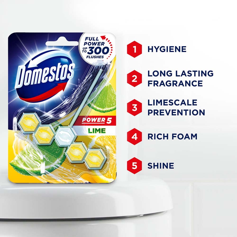 DOMETOS POWER 5 LIME TOILET RIM BLOCKS 55G - SuperMarcheStore