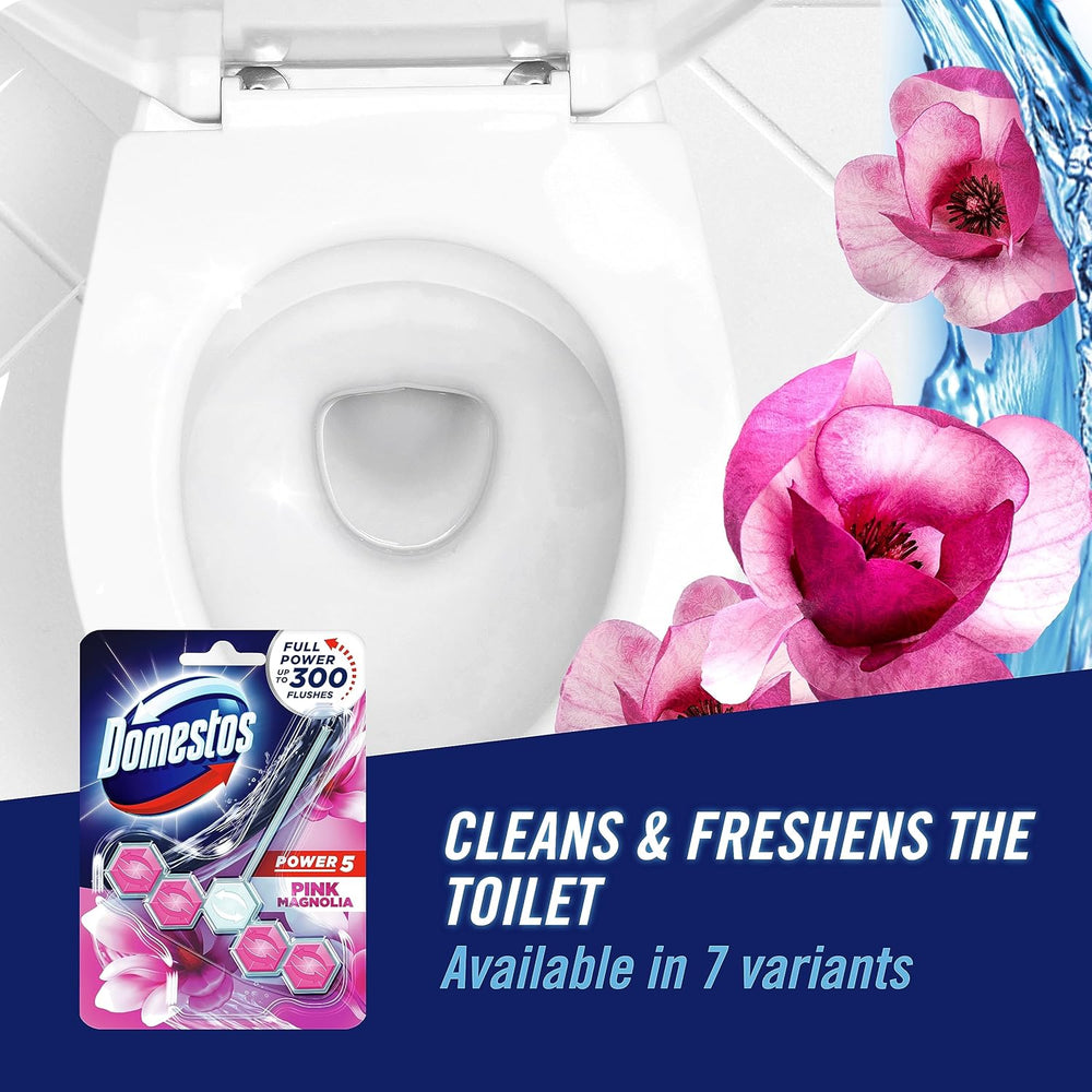 DOMETOS POWER 5 PINK MAGNOLIA TOILET RIM BLOCKS 55G - SuperMarcheStore