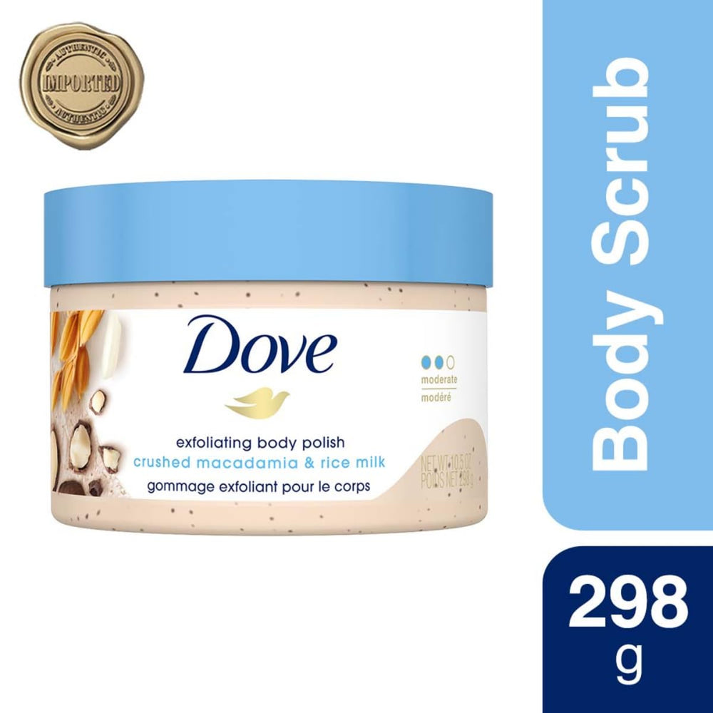 DOVE BODY POLISH CRUSHED MACADAMIA RICE MILK 298 GM - SuperMarcheStore
