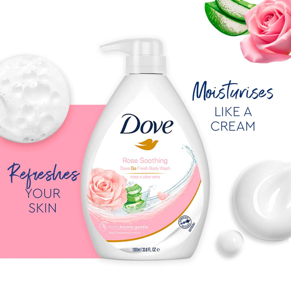 DOVE ROSE SOOTHING ROSE X ALOEVERA BODY WASH - SuperMarcheStore
