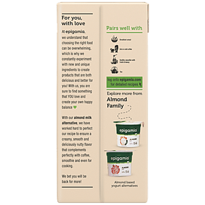EPIGAMIA DAIRY FREE ALMOND MILK UNSWEETENED 1LT - SuperMarcheStore